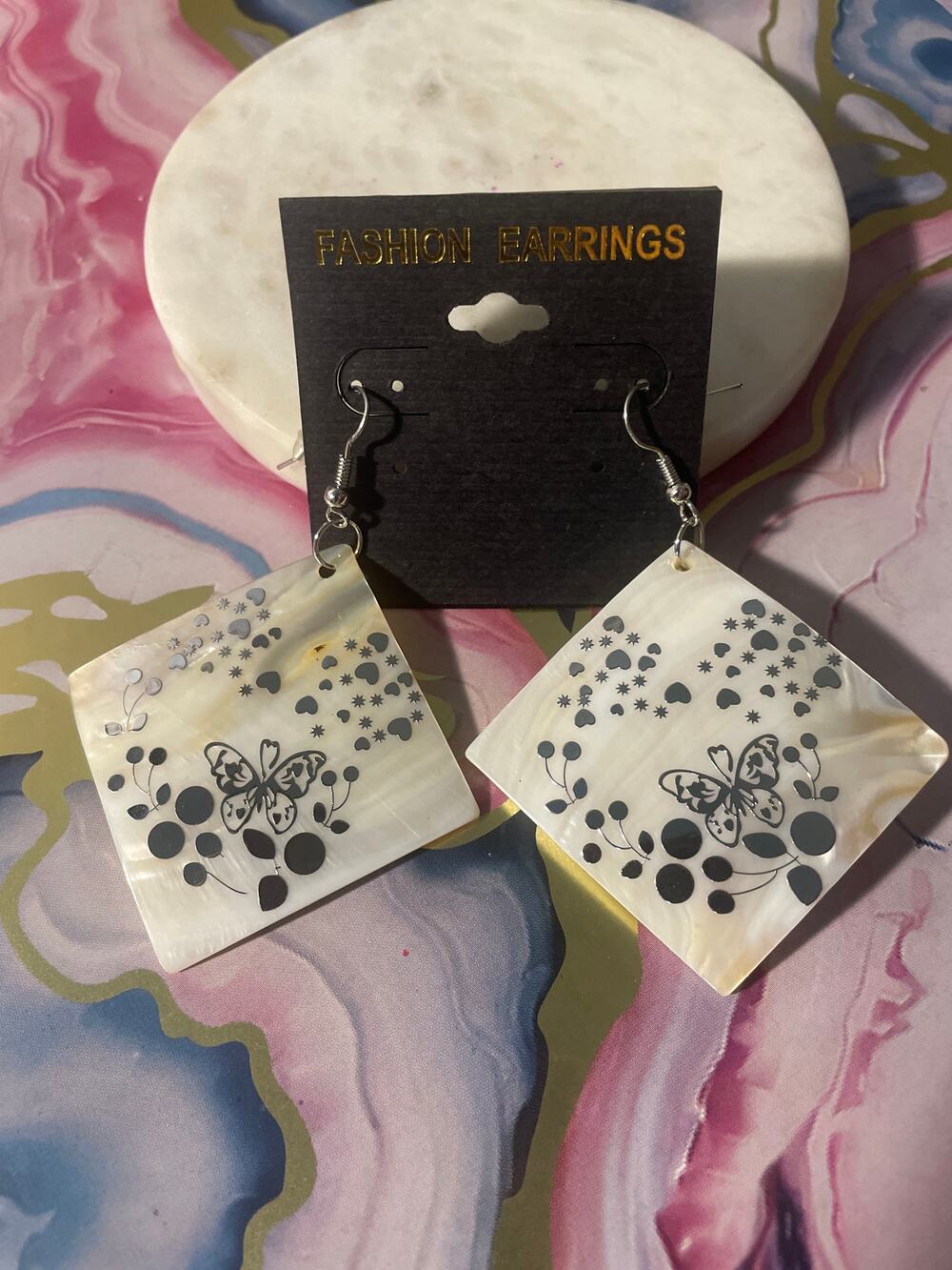 Fashion drop butterfly square earrings